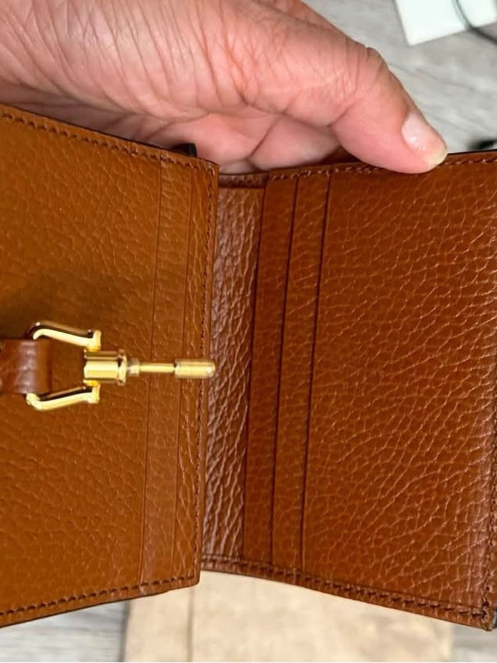 Gucci Blue GG Denim Wallet with Brown Leather Trim and Brass Horsebit - Picture 6 of 9